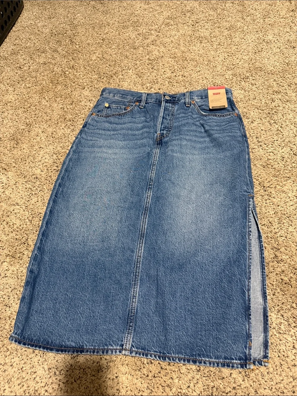 Levi's Medium Blue Denim Midi Skirt
